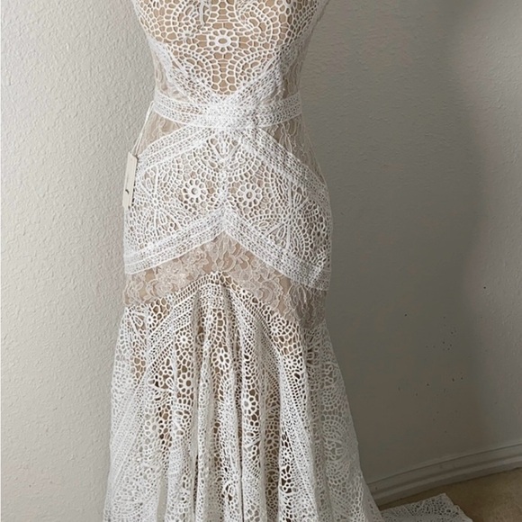 LIPOSA Bohemian Wedding Dress Sweetheart Mermaid Lace Bridal Gown - Picture 12 of 17